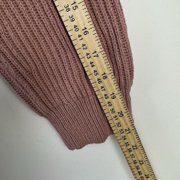 MADEWELL Open Front Cardigan Sweater Pink Rose Dust LARGE 100%Cotton Cozy Knit - Picture 5 of 8